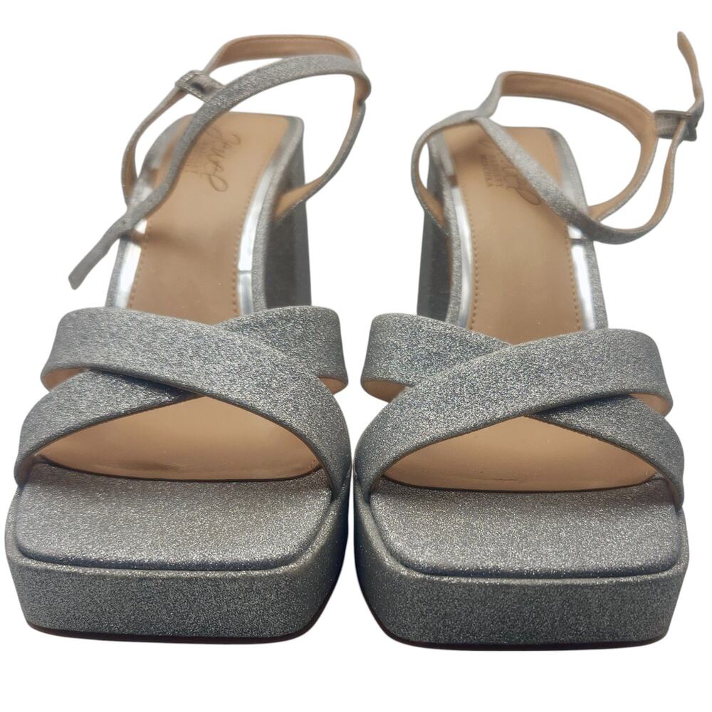 Jewel Badgley Mischka Rainbow Chunky Platforms 9 Silver Glitter JW4628 NWT‎ $129